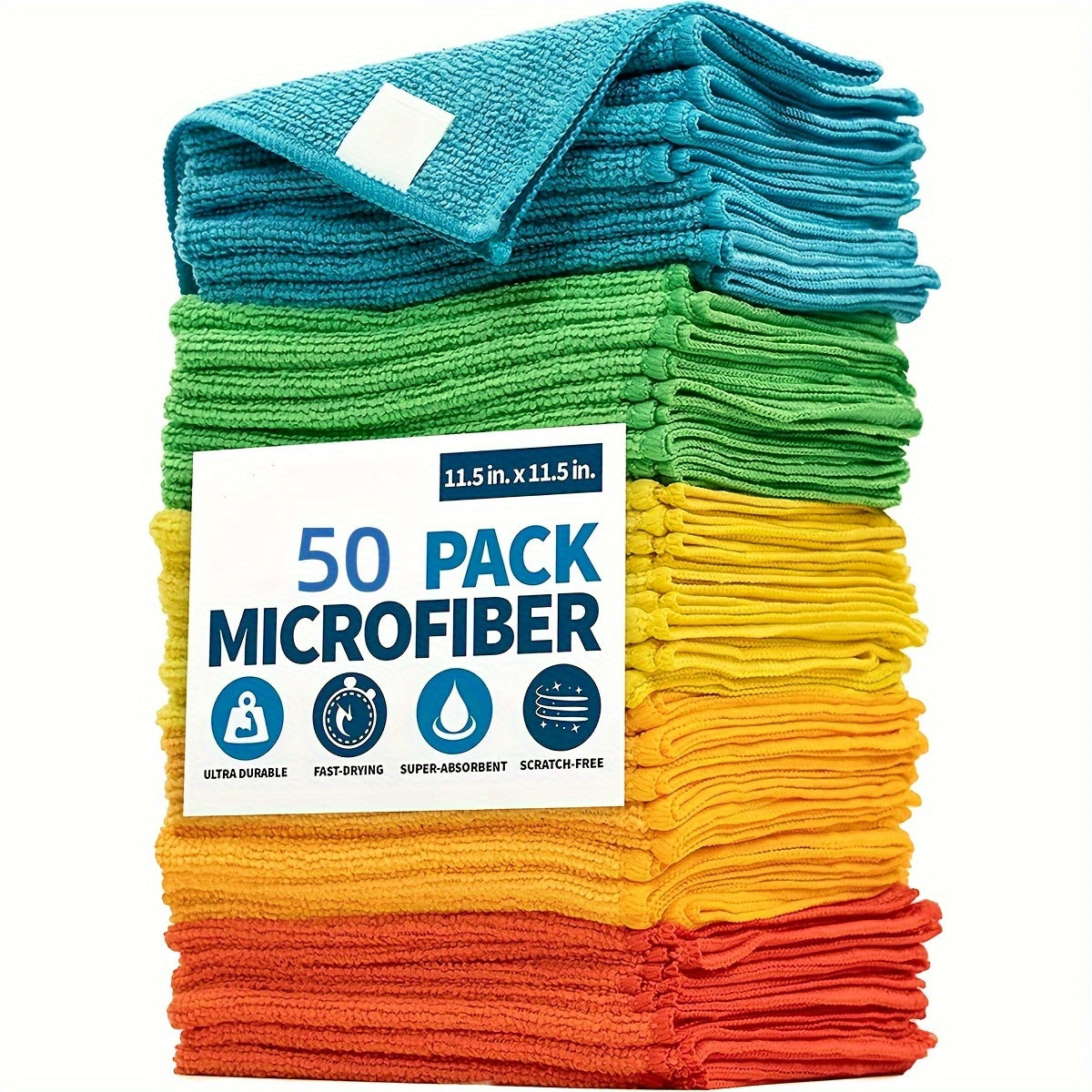 [Microfiber Cleaning Cloths Set] Ultra-Fine Microfiber Cleaning Cloths Set - Super Absorbent Polyester | Streak-Free Finish, Perfect for Outdoor, Bathroom, Kitchen, And Patio Use - Towels