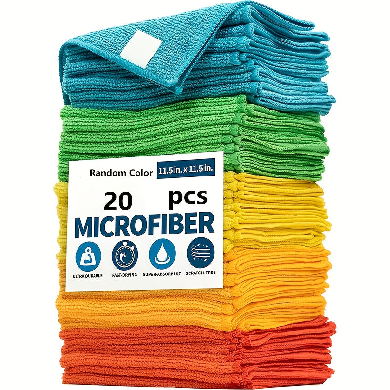 [Microfiber Cleaning Cloths Set] Ultra-Fine Microfiber Cleaning Cloths Set - Super Absorbent Polyester | Streak-Free Finish, Perfect for Outdoor, Bathroom, Kitchen, And Patio Use - Towels