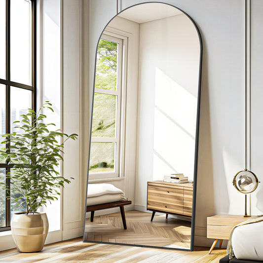 Large Arched Floor Mirror with Stand - 76x34 Inch Full Body Vanity Mirror, Elegant Floor or Wall Mirror for Living Room, Bedroom, Bathroom - No Assembly Needed, Modern home decor, Sleek Design, Polished Finish, Interior Desig