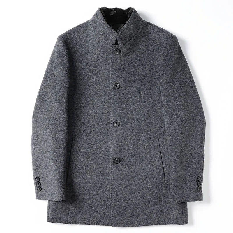 ARC Autumn and Winter Wool Coat Men's Outdoor Business Camping Trend in The Long Fashion Casual Wool Detachable Down Jacket