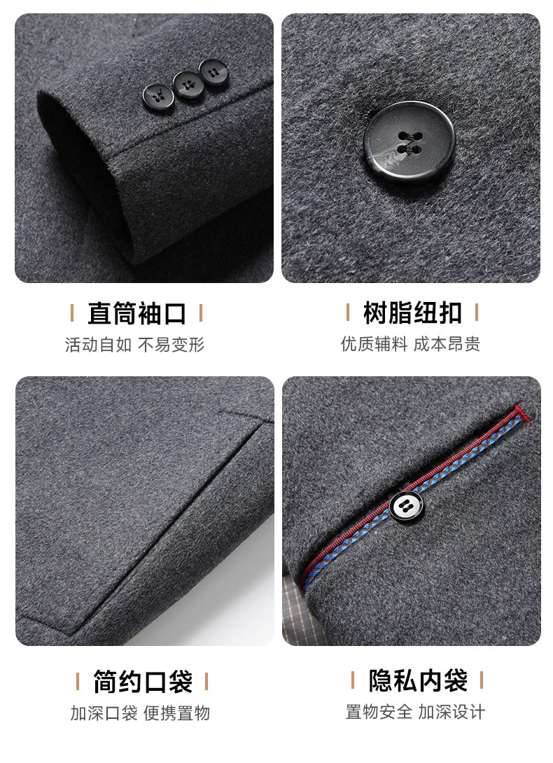 ARC Autumn and Winter Wool Coat Men's Outdoor Business Camping Trend in The Long Fashion Casual Wool Detachable Down Jacket