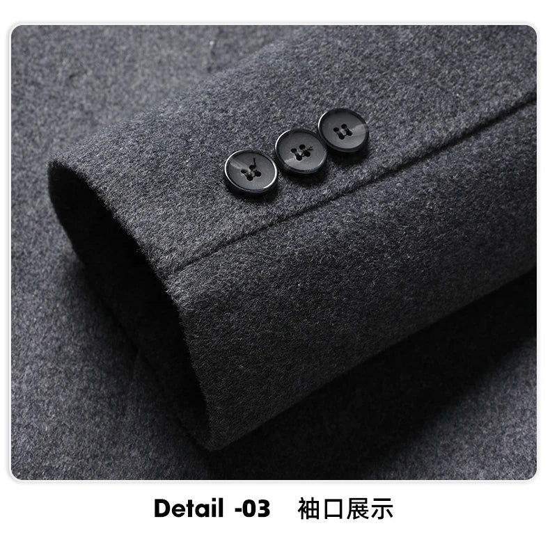 ARC Autumn and Winter Wool Coat Men's Outdoor Business Camping Trend in The Long Fashion Casual Wool Detachable Down Jacket